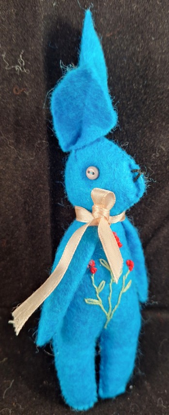 Mini Hand Stitched embroidered Rabbits (Blue)