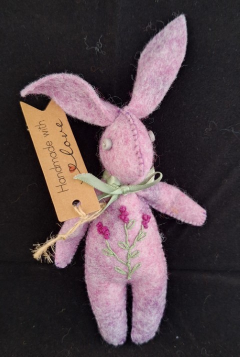Mini Hand Stitched Rabbit ( Pink )