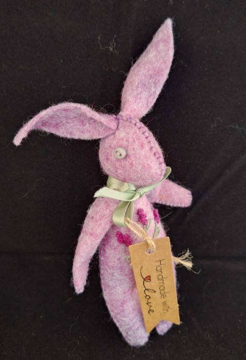 Mini Hand Stitched Rabbit ( Pink )