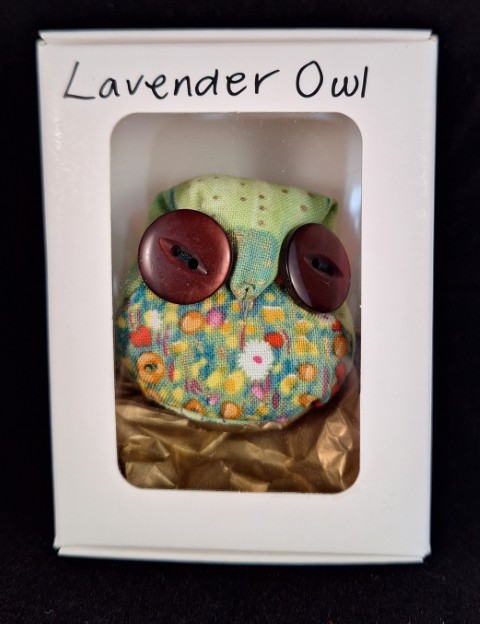 Aberlady Lavender Owl ( Brown eyes, red/green/blue/yellow body)