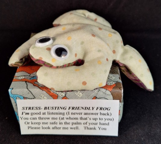 Stress Free Frog (Cream/Coloured Dots)