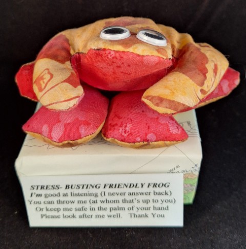 Stress Free Frog (Yellow/Gingko leaf pattern)