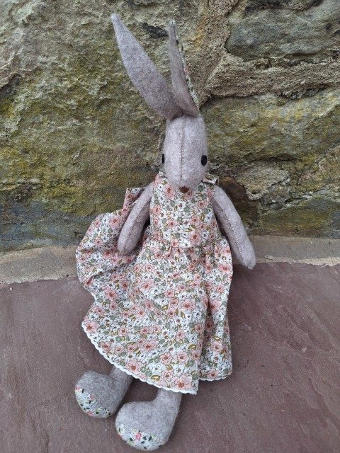 Luna Lapin styled hand made rabbit Grey/Floral ears