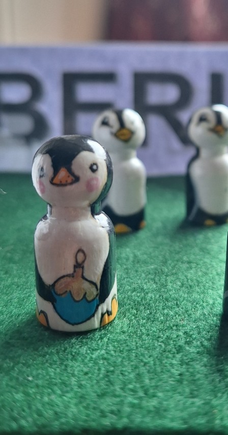 Mini Hand Painted Pocket Pals (Penguin with cake)